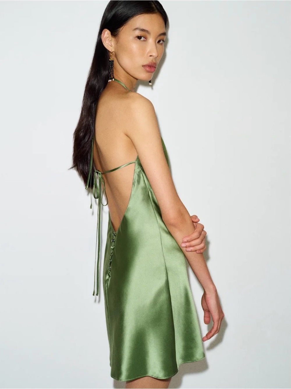 Reformation Jennis Silk Mini Dress — Jade Green 100% silk (NWOT)